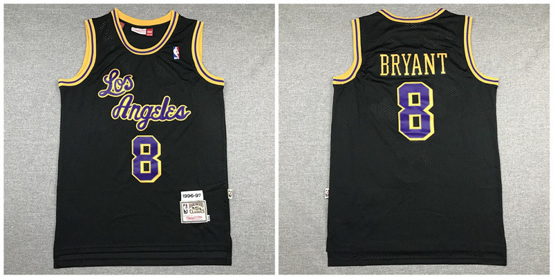 Personalized Lakers 8 Kobe Bryant Black 1996-97 Hardwood Classics Swingman Jersey