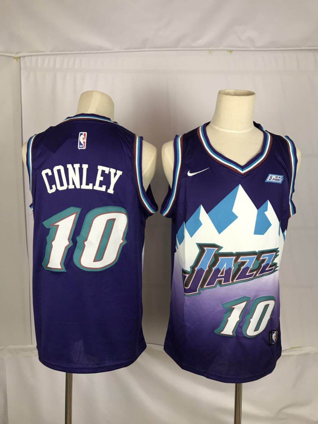 Personalized Jazz 10 Mike Conley Purple Swingman Jersey