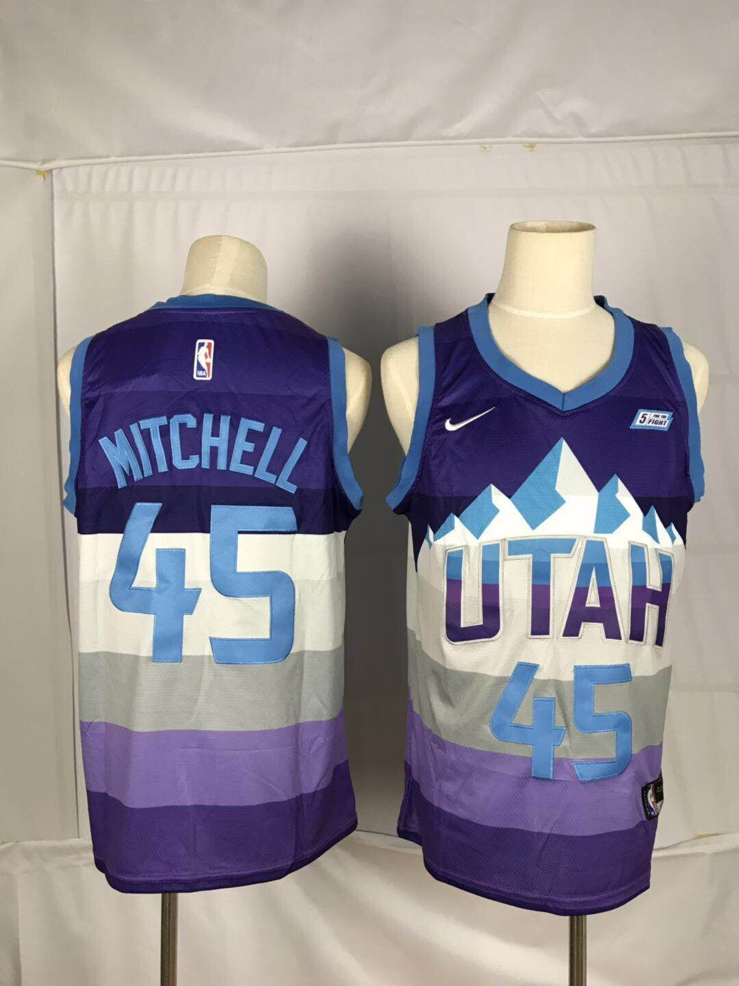 Personalized Jazz 45 Donovan Mitchell Purple City Edition Swingman Jersey