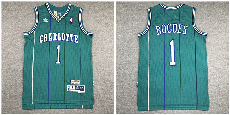 Personalized Hornets 1 Muggsy Bogues Green Hardwood Classics Jersey