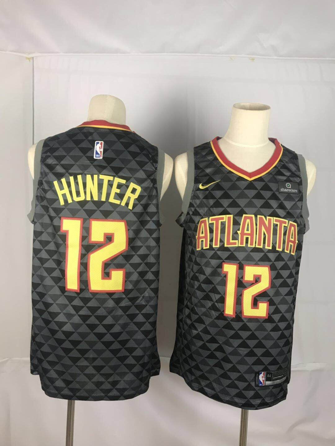 Personalized Hawks 12 De’Andre Hunter Black Swingman Jersey