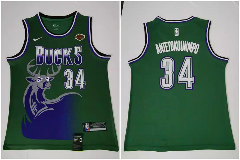 Personalized Bucks 34 Giannis Antetokounmpo Green Swingman Jersey