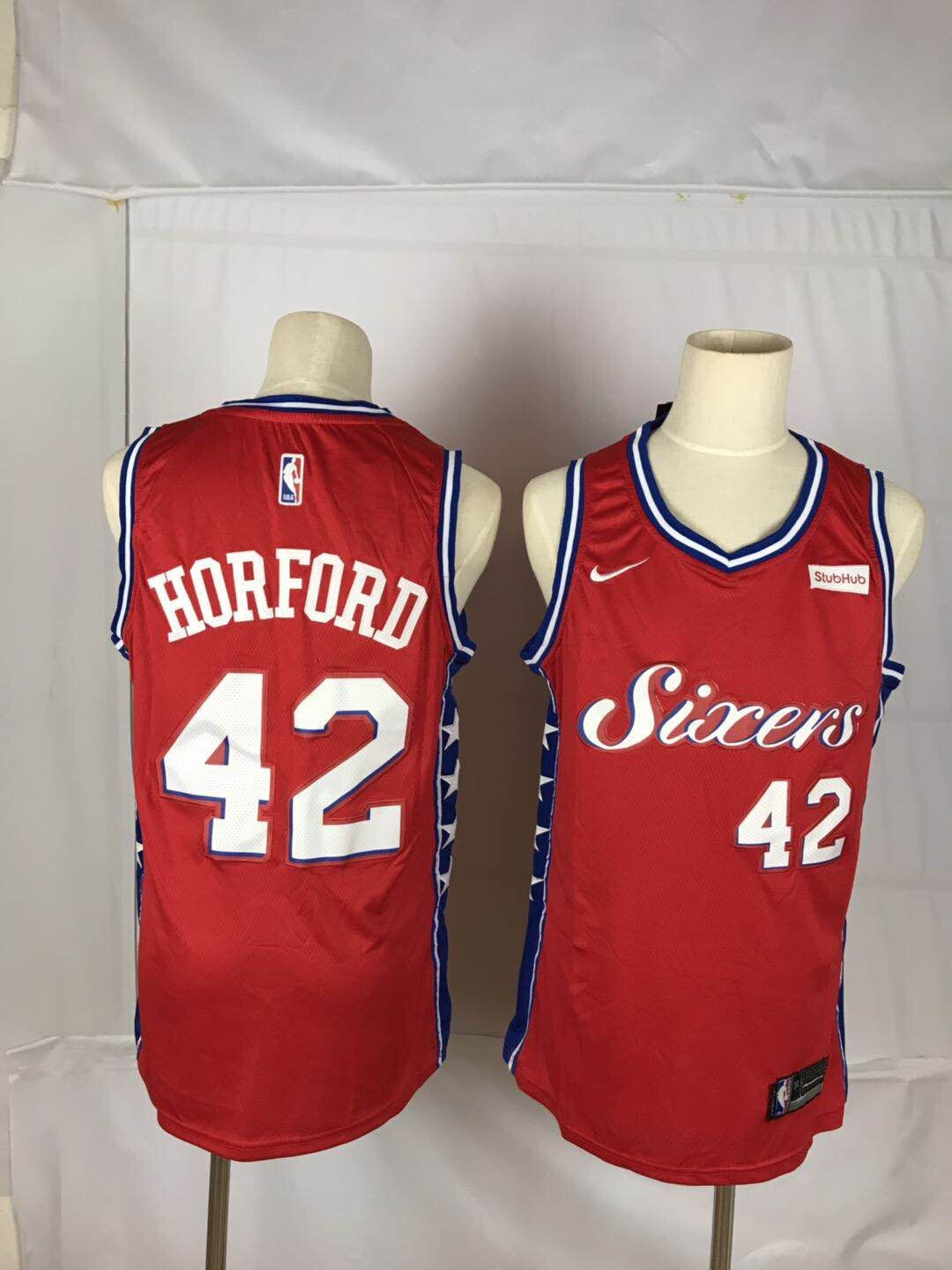 Personalized 76ers 42 Al Horford Red Throwback Swingman Jersey