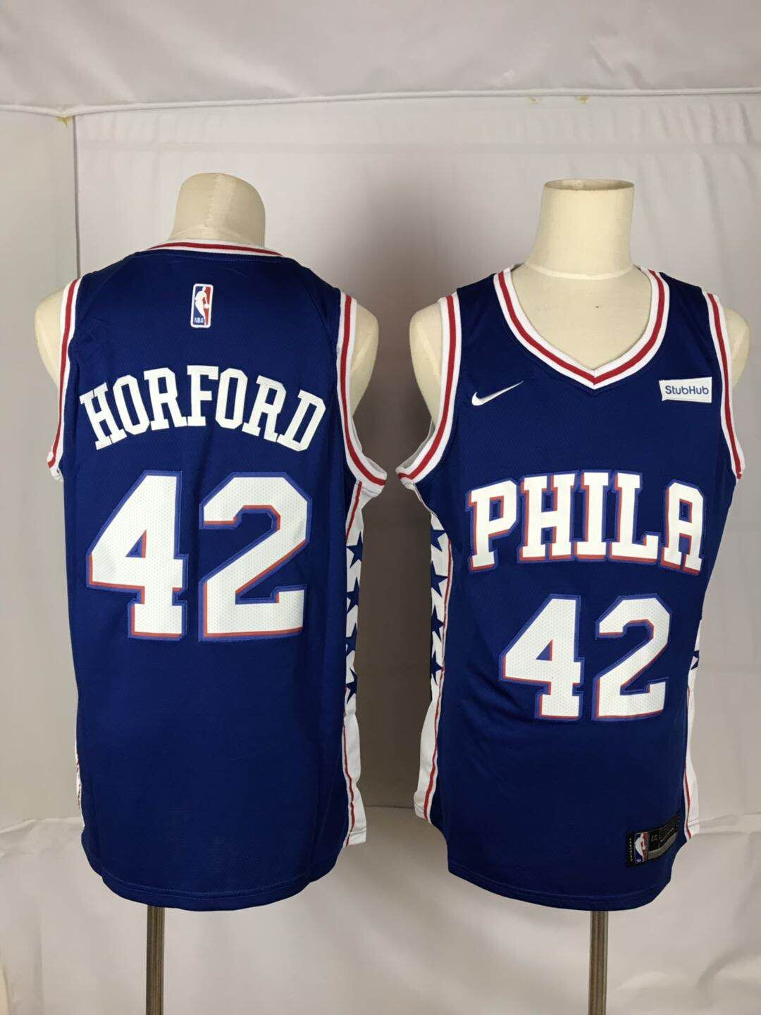 Personalized 76ers 42 Al Horford Blue Throwback Swingman Jersey