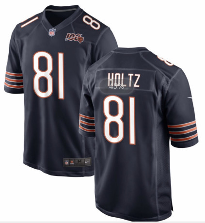 Personalized Bears #81 J.P. Holtz Navy Blue limited With 100th Patch Jersey