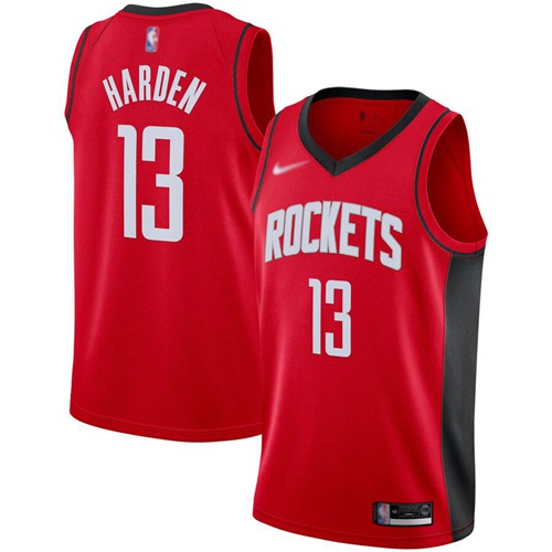 Personalized Rockets #13 James Harden Red Basketball Swingman Icon Edition 2019 2020 Jersey