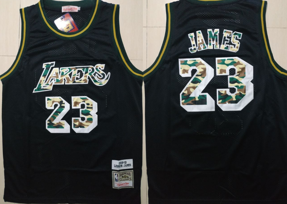 Personalized Lakers 23 Lebron James Black Camo 2018-19 Hardwood Classics Jersey