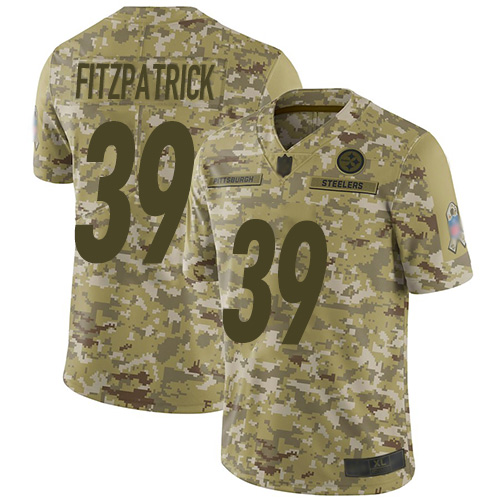 Personalized Steelers #39 Minkah Fitzpatrick Camo Youth Stitched Football Limited 2018 Salute to Service Jersey