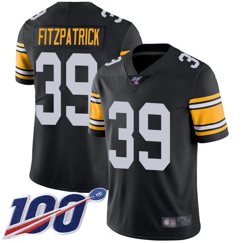 Personalized Steelers #39 Minkah Fitzpatrick Black Alternate Youth Stitched Football 100th Season Limited Jersey