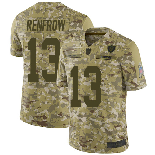Personalized Raiders #13 Hunter Renfrow Camo Youth Stitched Football Limited 2018 Salute to Service Jersey