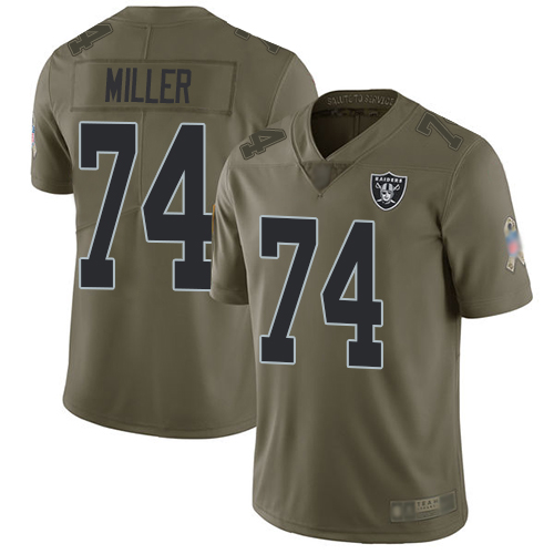 Personalized Raiders #74 Kolton Miller Olive Youth Stitched Football Limited 2017 Salute to Service Jersey