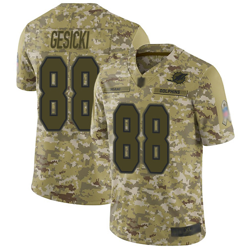 Personalized Dolphins #88 Mike Gesicki Camo Youth Stitched Football Limited 2018 Salute to Service Jersey