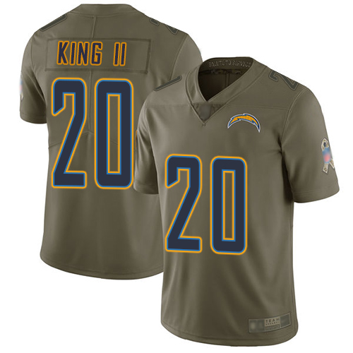 Personalized Chargers #20 Desmond King II Olive Youth Stitched Football Limited 2017 Salute to Service Jersey