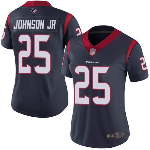 Personalized Texans #25 Duke Johnson Jr Navy Blue Team Color Women’s Stitched Football Untouchable Limited Jersey