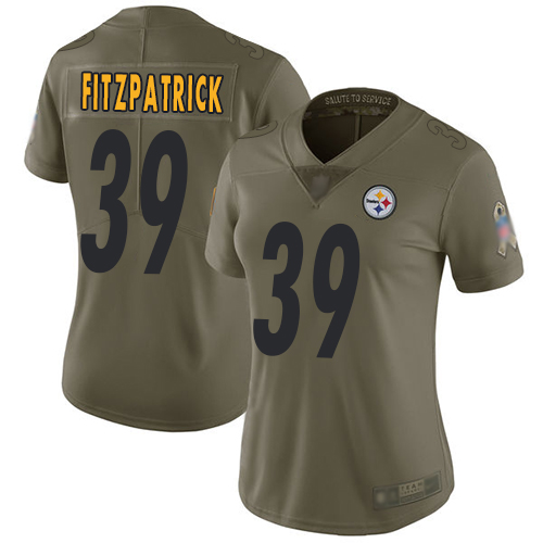Personalized Steelers #39 Minkah Fitzpatrick Olive Women’s Stitched Football Limited 2017 Salute to Service Jersey
