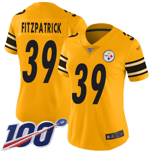 Personalized Steelers #39 Minkah Fitzpatrick Gold Women’s Stitched Football Limited Inverted Legend 100th Season Jersey