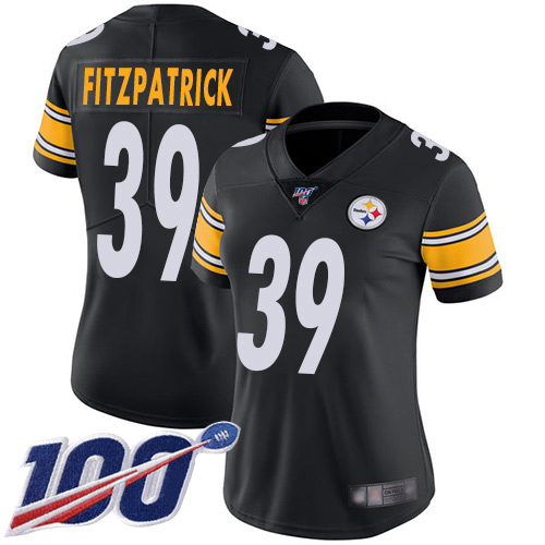 Personalized Steelers #39 Minkah Fitzpatrick Black Team Color Women’s Stitched Football 100th Season Limited Jersey