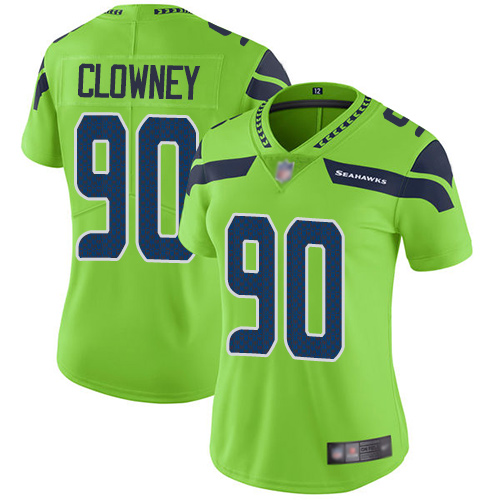 Personalized Seahawks #90 Jadeveon Clowney Green Women’s Stitched Football Limited Rush Jersey