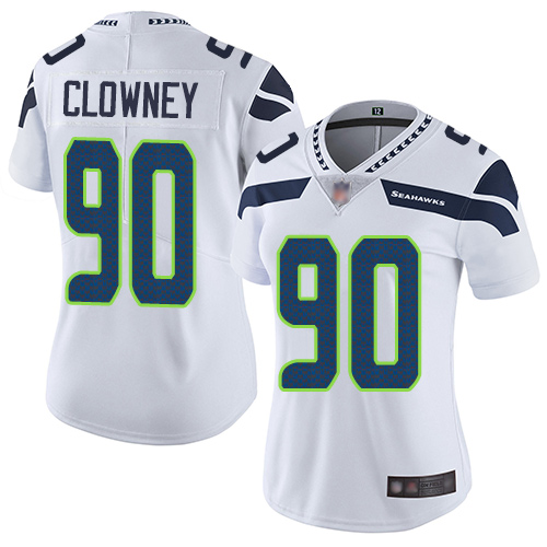 Personalized Seahawks #90 Jadeveon Clowney White Women’s Stitched Football Untouchable Limited Jersey