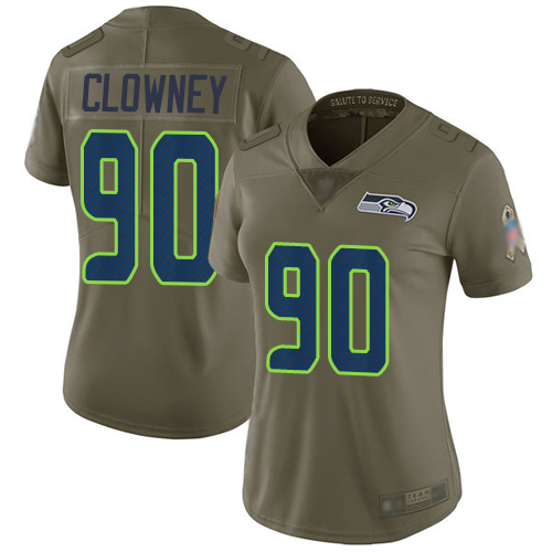Personalized Seahawks #90 Jadeveon Clowney Olive Women’s Stitched Football Limited 2017 Salute to Service Jersey