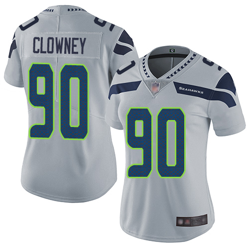 Personalized Seahawks #90 Jadeveon Clowney Grey Alternate Women’s Stitched Football Untouchable Limited Jersey