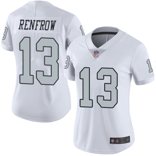 Personalized Raiders #13 Hunter Renfrow White Women’s Stitched Football Limited Rush Jersey