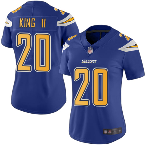 Personalized Chargers #20 Desmond King II Electric Blue Women’s Stitched Football Limited Rush Jersey