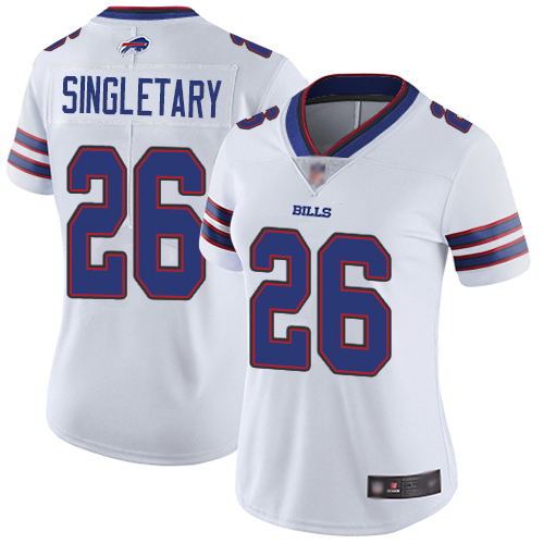 Personalized Bills #26 Devin Singletary White Women’s Stitched Football Untouchable Limited Jersey