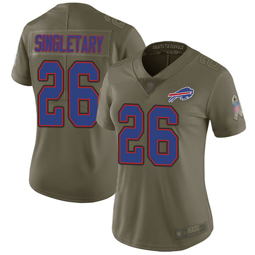 Personalized Bills #26 Devin Singletary Olive Women’s Stitched Football Limited 2017 Salute to Service Jersey