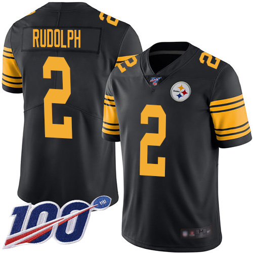 Personalized Steelers #2 Mason Rudolph Black Men’s Stitched Football Limited Rush 100th Season Jersey