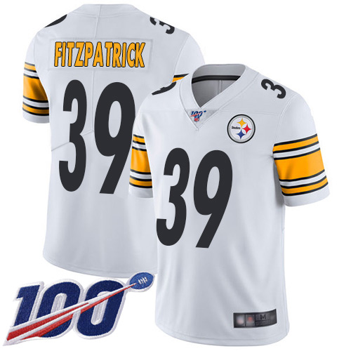 Personalized Steelers #39 Minkah Fitzpatrick White Men’s Stitched Football 100th Season Limited Jersey