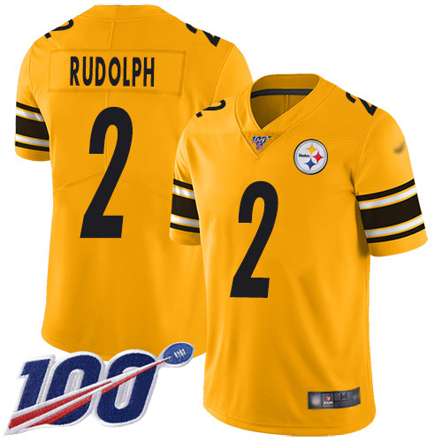 Personalized Steelers #2 Mason Rudolph Gold Men’s Stitched Football Limited Inverted Legend 100th Season Jersey