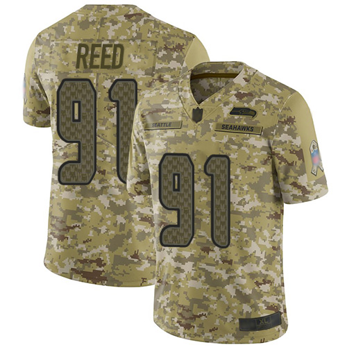 Personalized Seahawks #91 Jarran Reed Camo Men’s Stitched Football Limited 2018 Salute To Service Jersey