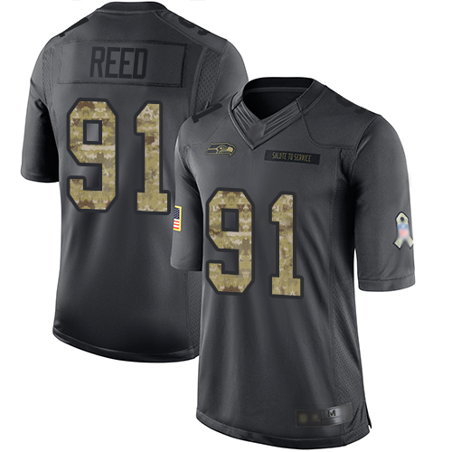 Personalized Seahawks #91 Jarran Reed Black Men’s Stitched Football Limited 2016 Salute to Service Jersey