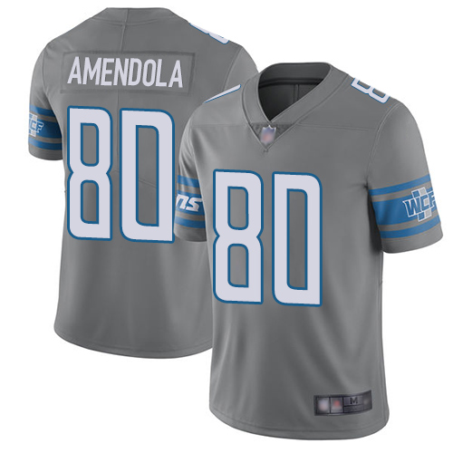 Personalized Lions #80 Danny Amendola Gray Men’s Stitched Football Limited Rush Jersey
