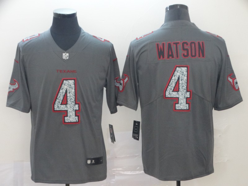 Personalized Texans 4 Deshaun Watson Gray Camo Untouchable Limited Jersey