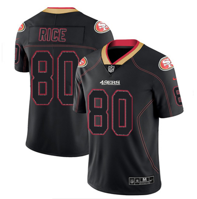 Personalized 49ers 80 Jerry Rice Black Shadow Legend Limited Jersey