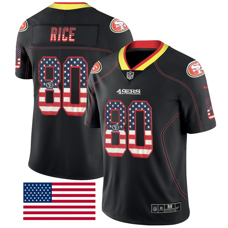 Personalized 49ers 80 Jerry Rice Black USA Flash Fashion Limited Jersey