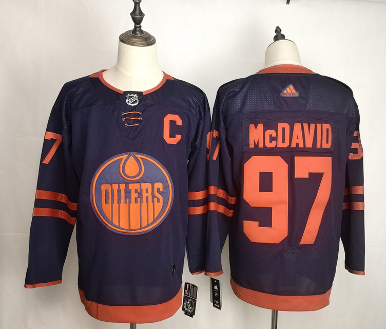Personalized Oilers 97 Connor McDavid Navy 50th Anniversary Jersey