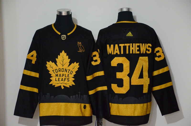 Personalized Maple Leafs 34 Auston Matthews Black Gold Jersey