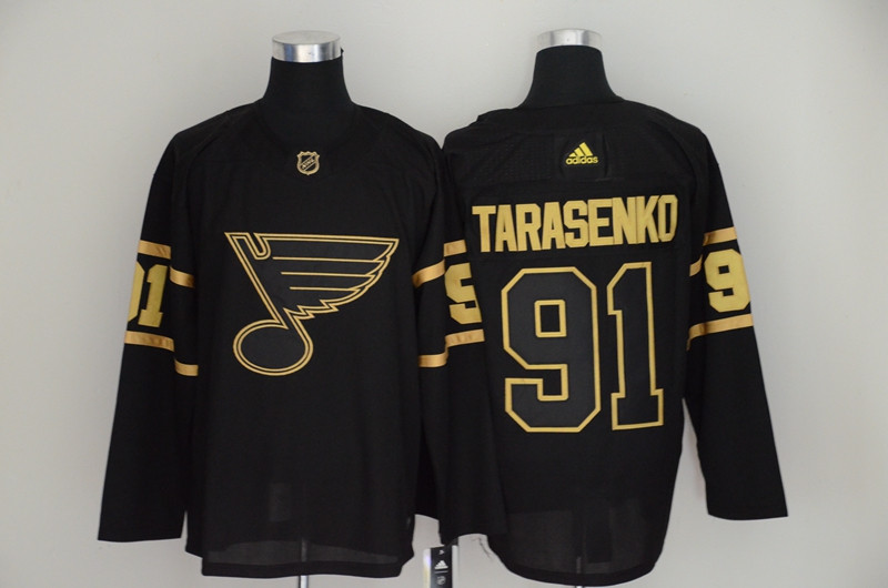 Personalized Blues 91 Vladimir Tarasenko Black Gold Jersey
