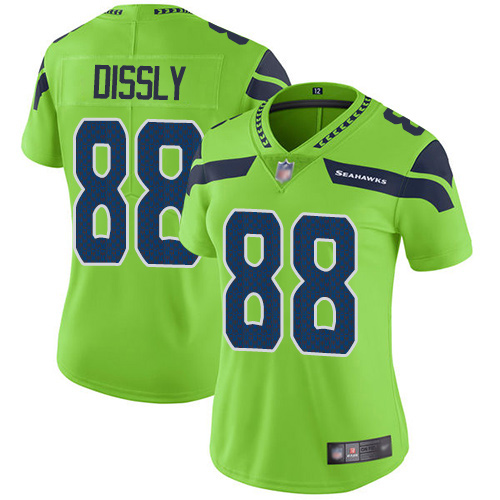 Personalized Seahawks #88 Will Dissly Green Women’s Stitched Football Limited Rush Jersey