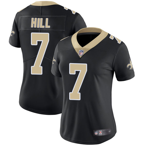 Personalized Saints #7 Taysom Hill Black Team Color Women’s Stitched Football Untouchable Limited Jersey