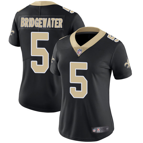 Personalized Saints #5 Teddy Bridgewater Black Team Color Women’s Stitched Football Untouchable Limited Jersey
