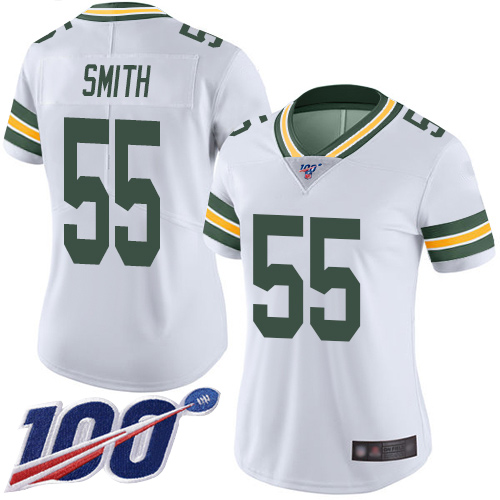 Personalized Packers #55 Za’Darius Smith White Women’s Stitched Football 100th Season Limited Jersey