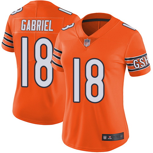 Personalized Bears #18 Taylor Gabriel Orange Women’s Stitched Football Limited Rush Jersey