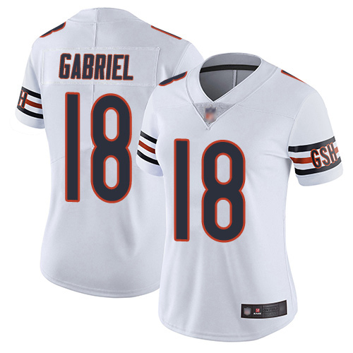 Personalized Bears #18 Taylor Gabriel White Women’s Stitched Football Untouchable Limited Jersey