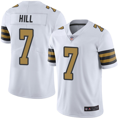 Personalized Saints #7 Taysom Hill White Youth Stitched Football Limited Rush Jersey