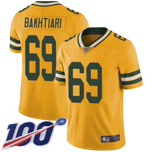 Personalized Packers #69 David Bakhtiari Yellow Youth Stitched Football Limited Rush 100th Season Jersey