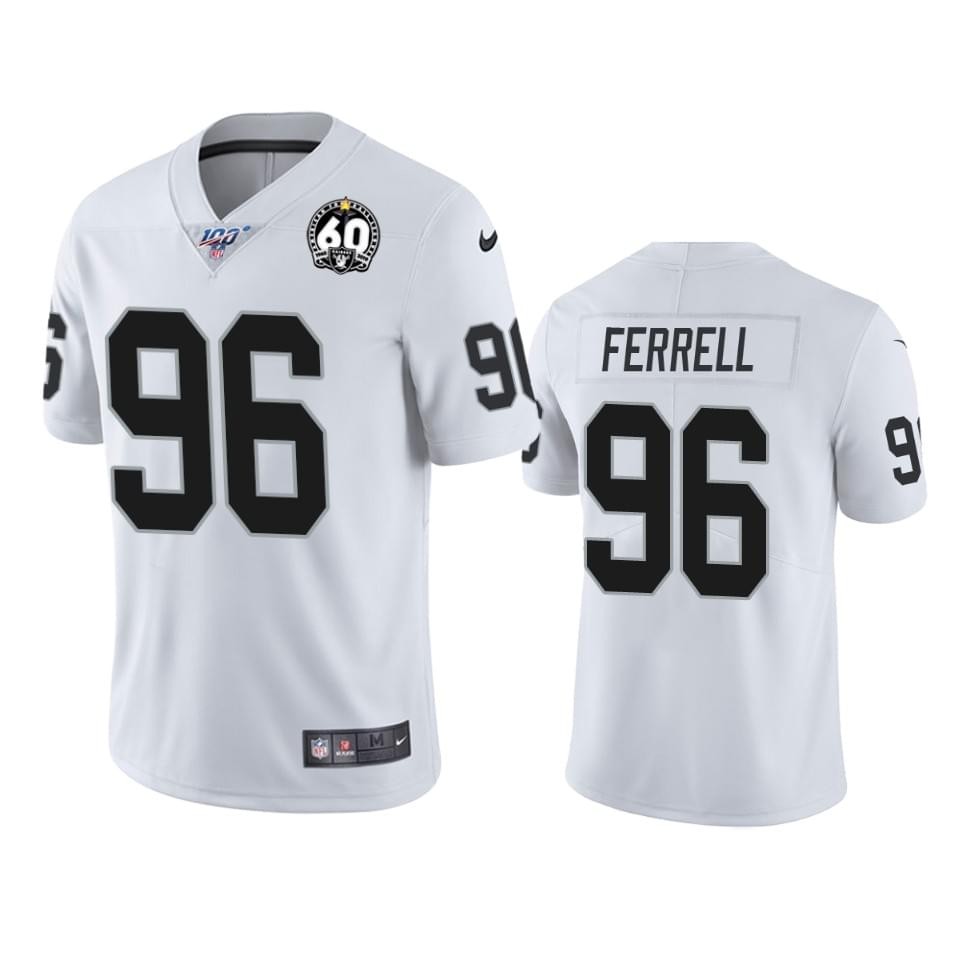 Personalized Raiders 96 Clelin Ferrell White 100th And 60th Anniversary Untouchable Limited Jersey